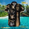 Abarth Logo Print Hibiscus Floral Black Hawaiian Shirt a