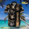 BMW Logo Print Hibiscus Floral Black Hawaiian Shirt a