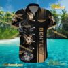 Bentley Logo Print Hibiscus Floral Black Hawaiian Shirt a