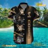 Corba Logo Print Hibiscus Floral Black Hawaiian Shirt a