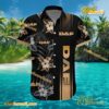 DAF Logo Print Hibiscus Floral Black Hawaiian Shirt a