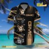 GMC Logo Print Hibiscus Floral Black Hawaiian Shirt a