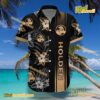 Holden Logo Print Hibiscus Floral Black Hawaiian Shirt a
