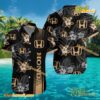 Honda Logo Print Hibiscus Floral Black Hawaiian Shirt