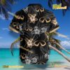 Infiniti Logo Print Hibiscus Floral Black Hawaiian Shirt b