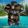 Kia Logo Print Hibiscus Floral Black Hawaiian Shirt b