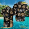 MG Logo Print Hibiscus Floral Black Hawaiian Shirt