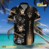Maserati Logo Print Hibiscus Floral Black Hawaiian Shirt a