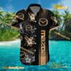 Mazda Logo Print Hibiscus Floral Black Hawaiian Shirt a