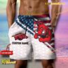 NCAA Arkansas Razorbacks American Flag Personalized Beach Shorts