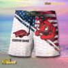 NCAA Arkansas Razorbacks American Flag Personalized Beach Shorts a