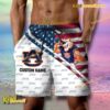 NCAA Auburn Tigers American Flag Personalized Beach Shorts