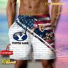 NCAA Byu Cougars American Flag Personalized Beach Shorts