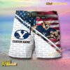 NCAA Byu Cougars American Flag Personalized Beach Shorts a