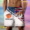 NCAA Clemson Tigers American Flag Personalized Beach Shorts