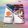 NCAA Clemson Tigers American Flag Personalized Beach Shorts a