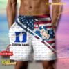 NCAA Duke Blue Devils American Flag Personalized Beach Shorts