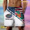 NCAA Florida Gators American Flag Personalized Beach Shorts