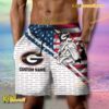 NCAA Georgia Bulldogs American Flag Personalized Beach Shorts