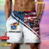 NCAA Kansas Jayhawks American Flag Personalized Beach Shorts