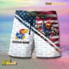 NCAA Kansas Jayhawks American Flag Personalized Beach Shorts a