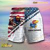 NCAA Kansas Jayhawks American Flag Personalized Beach Shorts b
