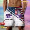 NCAA Kansas State Wildcats American Flag Personalized Beach Shorts