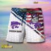 NCAA Kansas State Wildcats American Flag Personalized Beach Shorts a