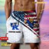 NCAA Kentucky Wildcats American Flag Personalized Beach Shorts