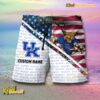 NCAA Kentucky Wildcats American Flag Personalized Beach Shorts a