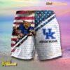 NCAA Kentucky Wildcats American Flag Personalized Beach Shorts b