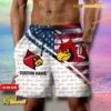 NCAA Louisville Cardinals American Flag Personalized Beach Shorts