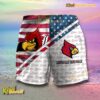 NCAA Louisville Cardinals American Flag Personalized Beach Shorts b