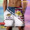 NCAA Lsu Tigers American Flag Personalized Beach Shorts