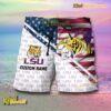 NCAA Lsu Tigers American Flag Personalized Beach Shorts a