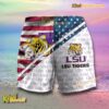 NCAA Lsu Tigers American Flag Personalized Beach Shorts b