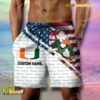 NCAA Miami Hurricanes American Flag Personalized Beach Shorts