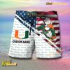 NCAA Miami Hurricanes American Flag Personalized Beach Shorts a