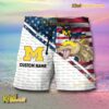 NCAA Michigan Wolverines American Flag Personalized Beach Shorts a