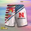 NCAA Nebraska Cornhuskers American Flag Personalized Beach Shorts b