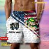 NCAA Notre Dame Fighting Irish American Flag Personalized Beach Shorts