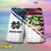 NCAA Notre Dame Fighting Irish American Flag Personalized Beach Shorts a