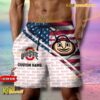 NCAA Ohio State Buckeyes American Flag Personalized Beach Shorts