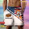 NCAA Oklahoma State Cowboys American Flag Personalized Beach Shorts