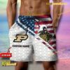 NCAA Purdue Boilermakers American Flag Personalized Beach Shorts