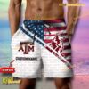 NCAA Texas A&m Aggies American Flag Personalized Beach Shorts