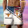 NCAA Texas Longhorns American Flag Personalized Beach Shorts