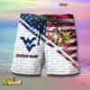 NCAA West Virginia Mountaineers American Flag Personalized Beach Shorts a