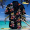 New Orleans Sports Logo Floral Black Hawaiian Shirt b