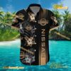 Nissan Logo Print Hibiscus Floral Black Hawaiian Shirt a